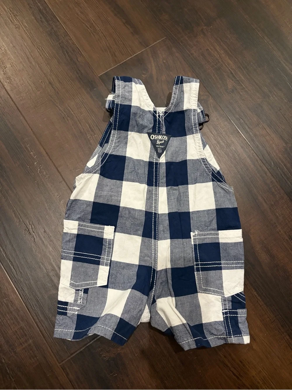 OshKosh B’gosh Gingham Overalls Baby Boys 12 Months Cotton
